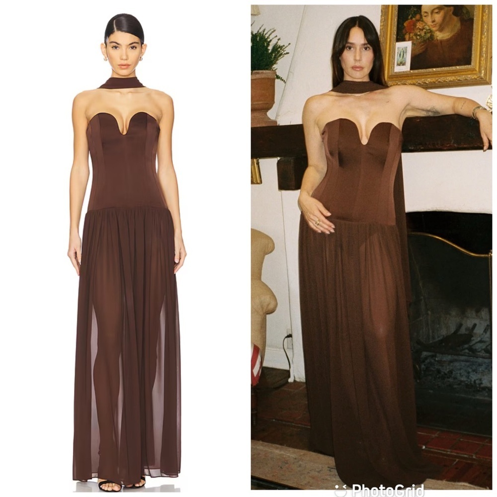 LPA Ada Corset Maxi Dress in Dark Brown New with Tags!